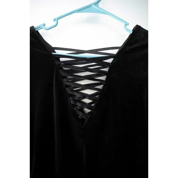 Bailey 44 Revolve Black Coven Lace Up Velvet Slim Fit Stretch Top Size S - Picture 6 of 8